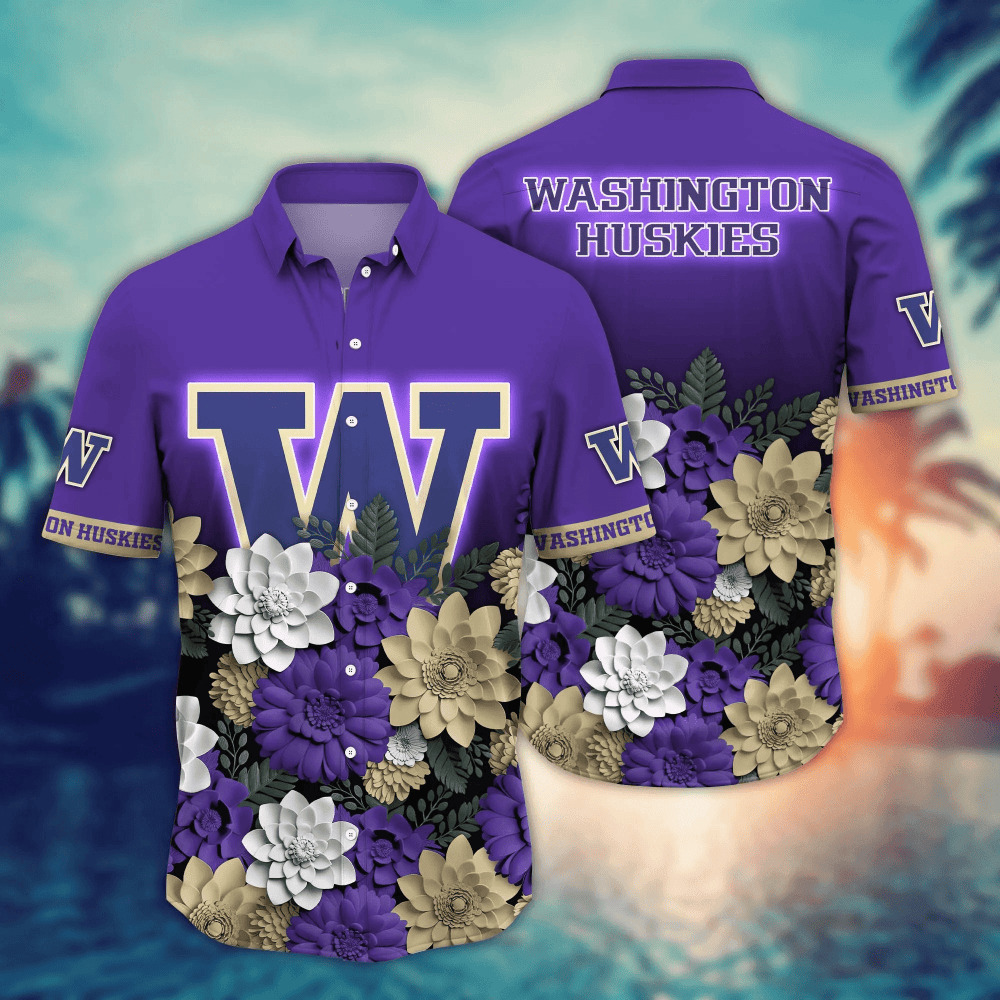 Washington Huskies NCAA1 Flower Hawaii Shirt And Tshirt For Fans, Summer Football Shirts NA49704