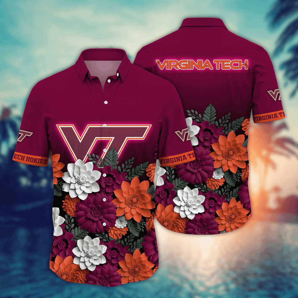 Virginia Tech Hokies NCAA1 Flower Hawaii Shirt And Tshirt For Fans, Summer Football Shirts NA49704