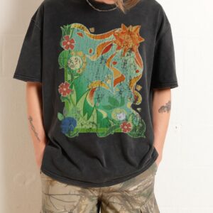 Acidwash Pokemon Sun Stone T-Shirt | Bellossom & Sunflora