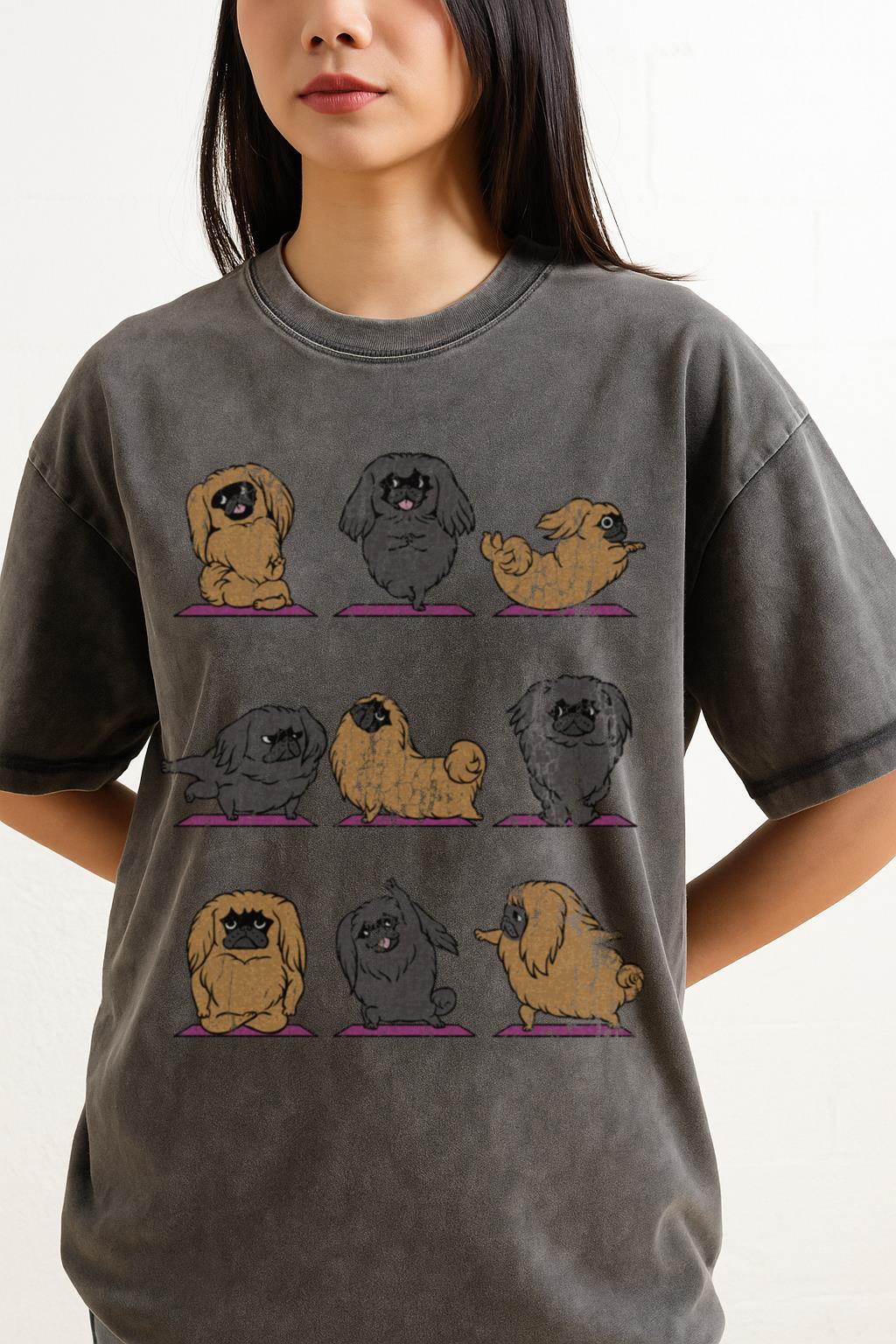 Pekingese Yoga T-Shirt | Funny Dog Lover & Pet Owner Tee - Image 2