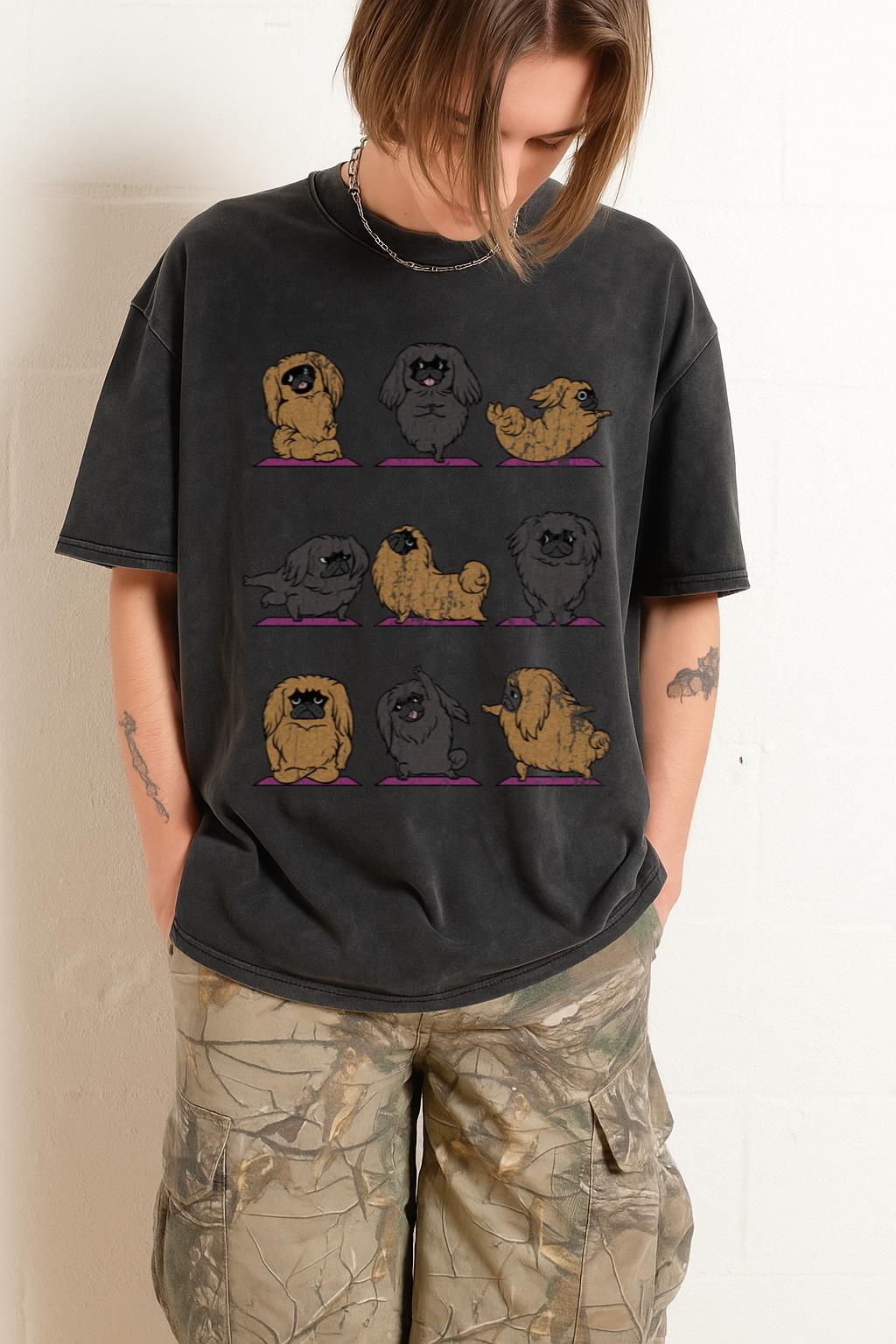 Pekingese Yoga T-Shirt | Funny Dog Lover & Pet Owner Tee