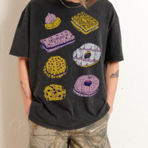 Pink Biscuits T-Shirt | Cute Hand Drawn Tea Time Snack Tee Pink Biscuits T-Shirt | Cute Hand Drawn Tea Time Snack Tee