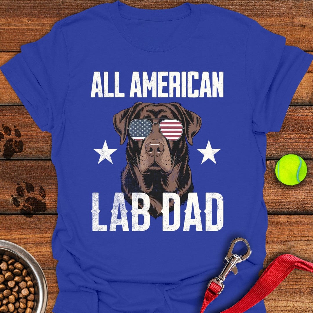All American Chocolate Lab Dad T-Shirt Cute Dog Clothing Great Mother's Day Gifts For Mom