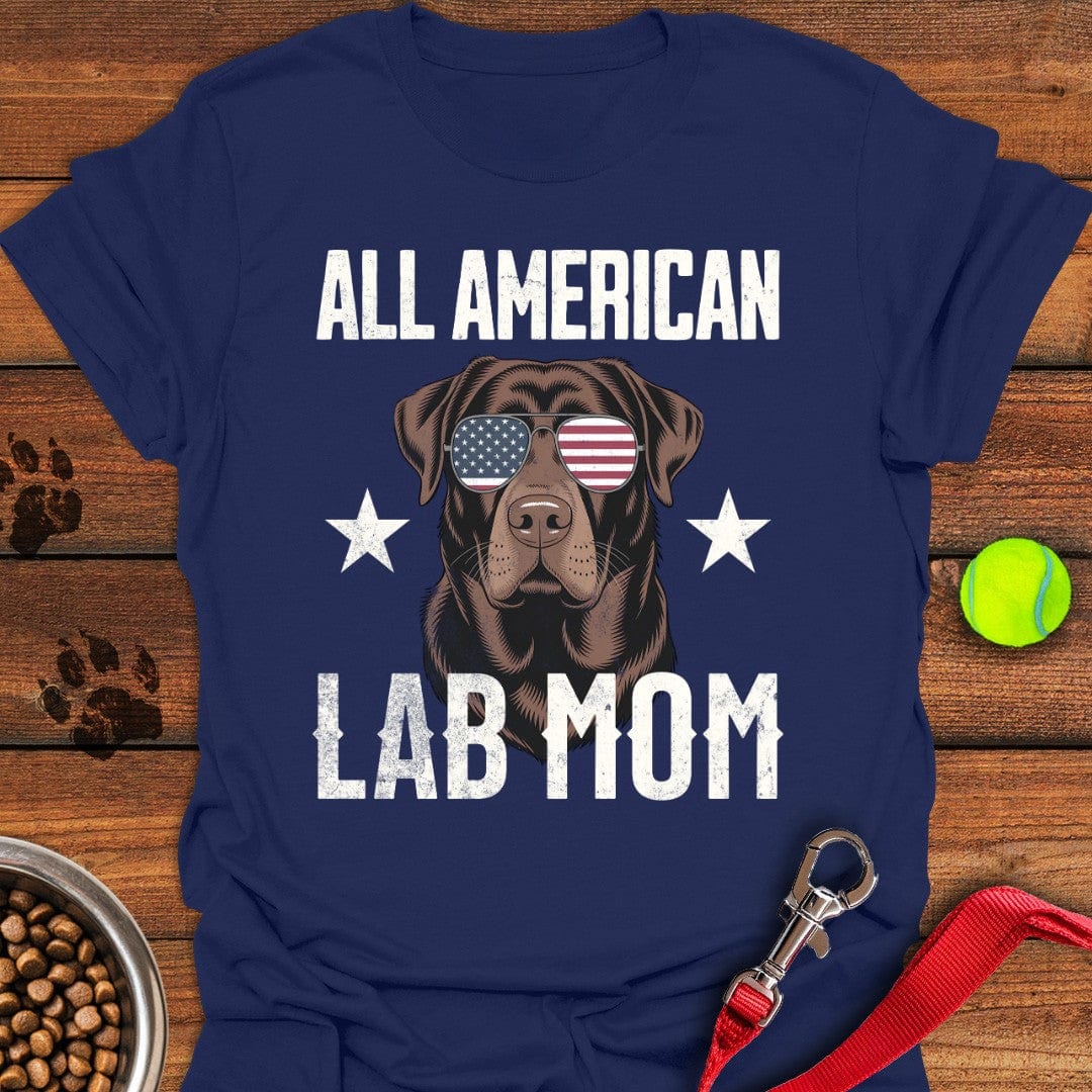 All American Chocolate Lab Mom T-Shirt Fluffy Dog Clothing Present Ideas For Dog Lovers