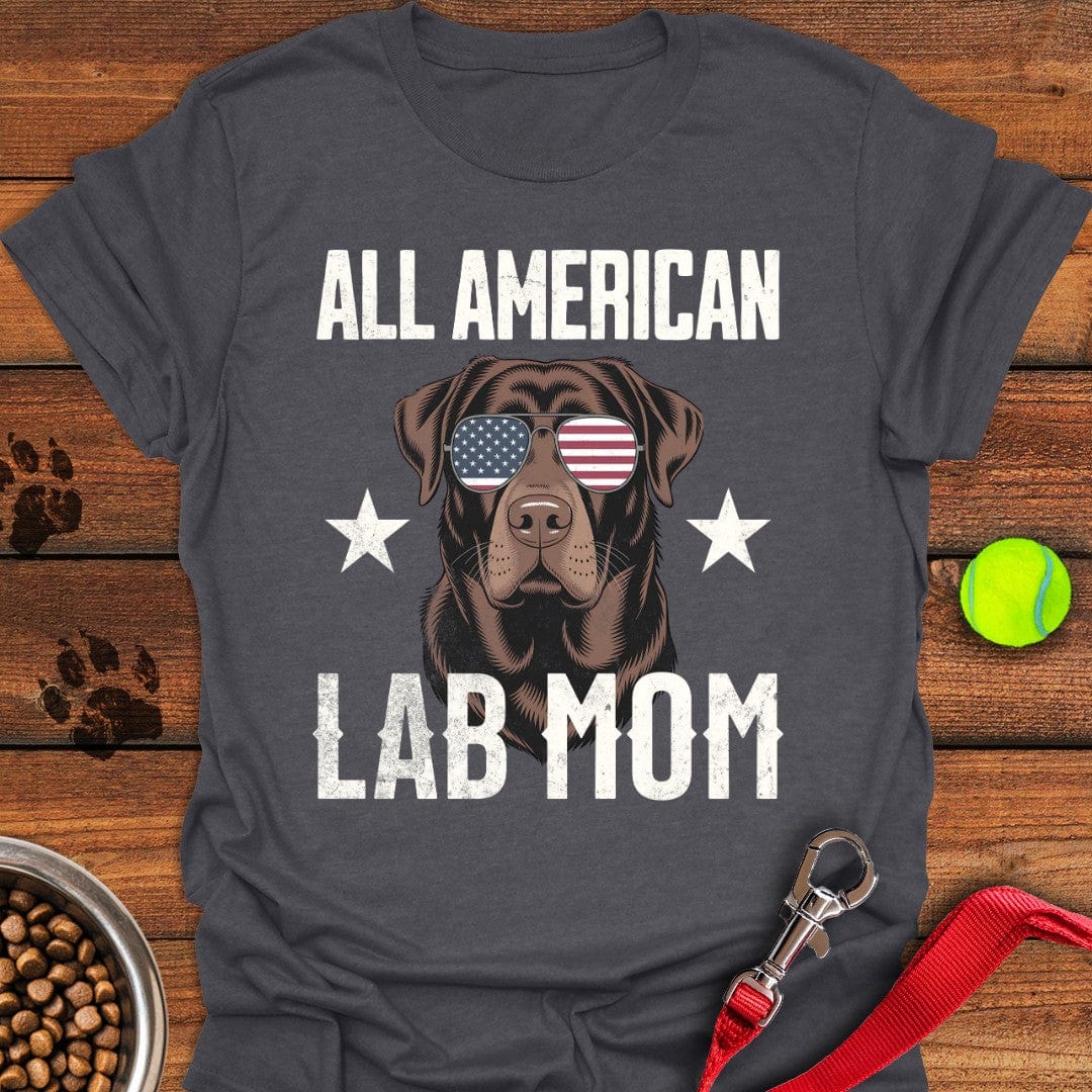 All American Chocolate Lab Mom T-Shirt Fluffy Dog Clothing Present Ideas For Dog Lovers