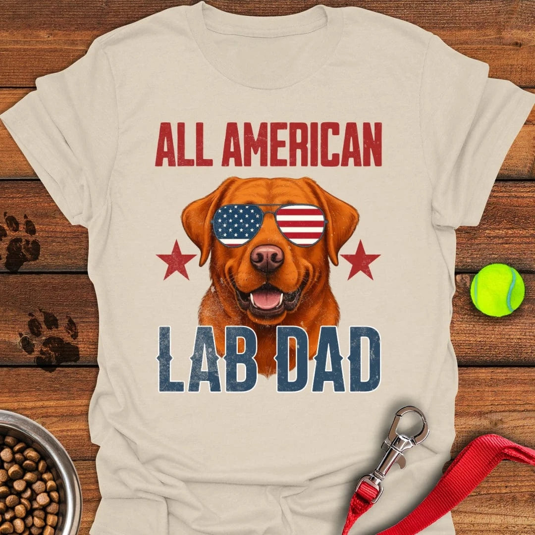 All American Fox Red Lab Dad T-Shirt Energetic Dog Clothes Mother's Day Gift Ideas