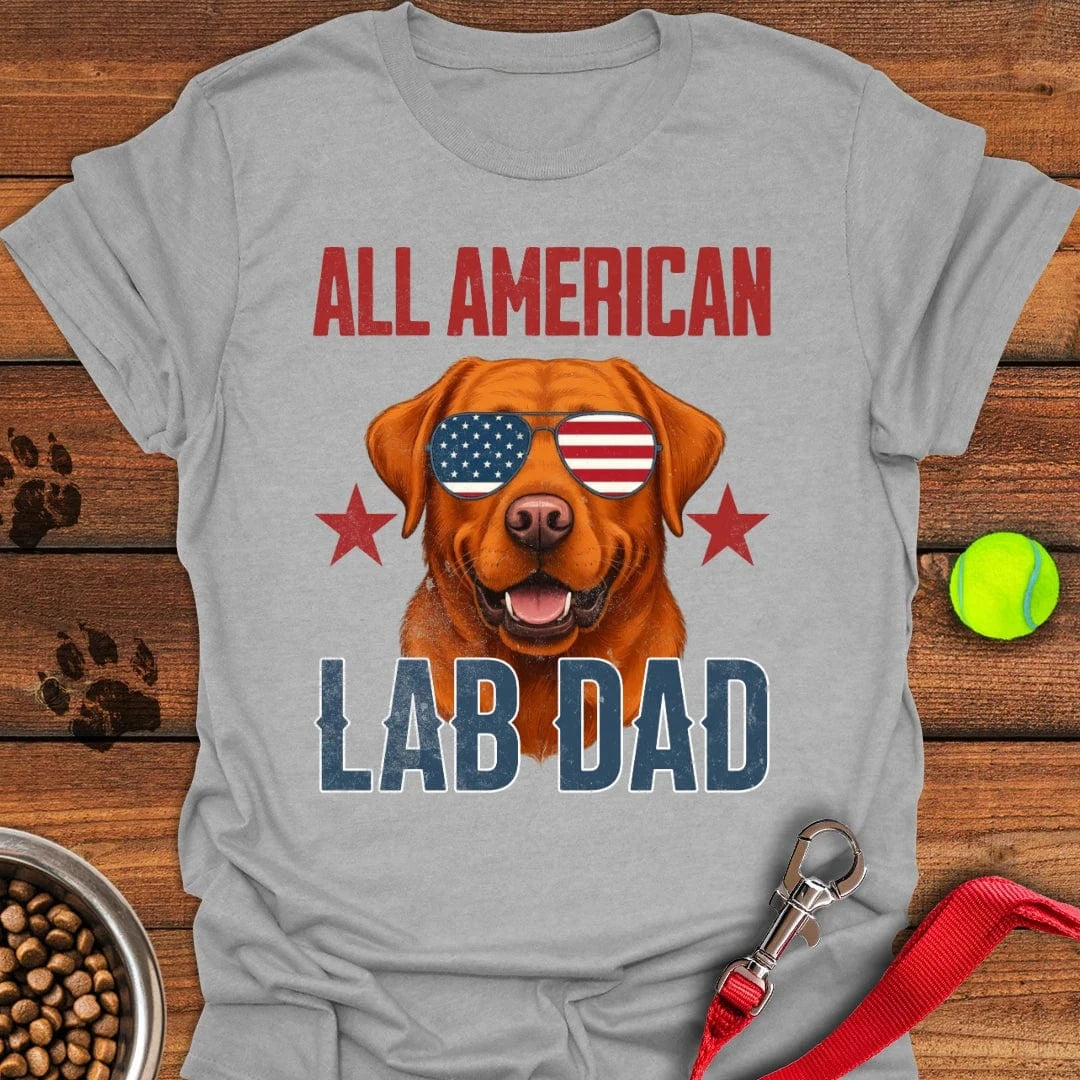 All American Fox Red Lab Dad T-Shirt Energetic Dog Clothes Mother's Day Gift Ideas