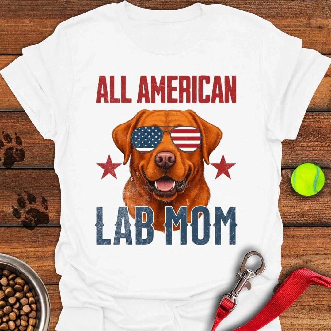 All American Fox Red Lab Mom T-Shirt Energetic Dog Clothes Cool Gifts For Animal Lovers