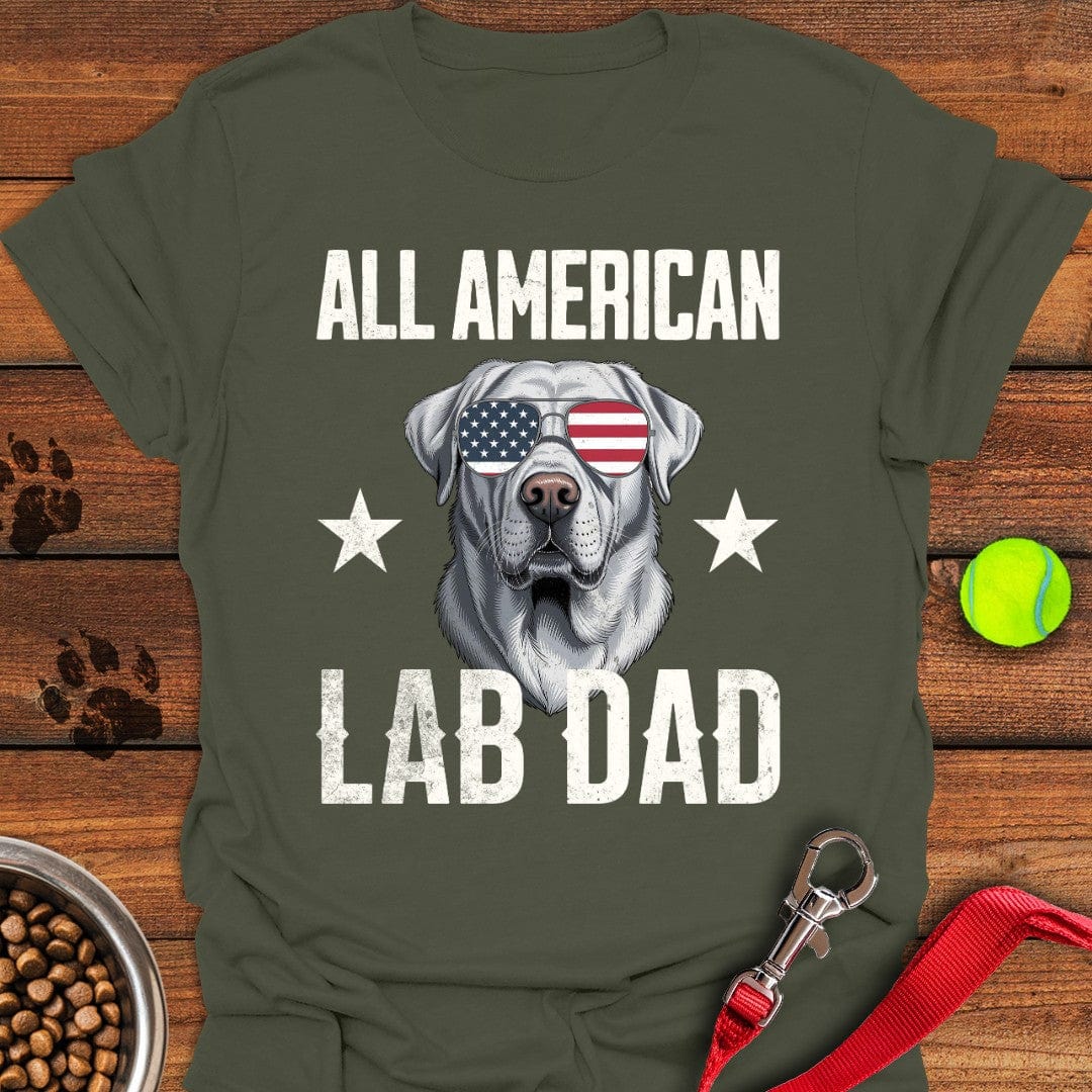 All American Silver Lab Dad T-Shirt Proud Dog Clothing Gifts For Someone Who Loves Their Dog