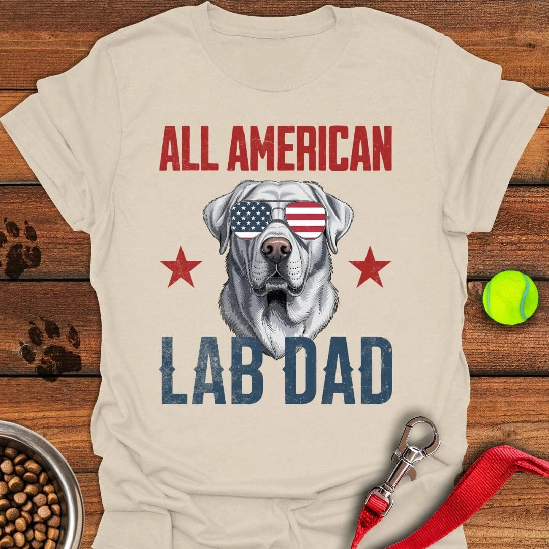 All American Silver Lab Mom T-Shirt Stylish Dog Apparel Dog Themed Merchandise