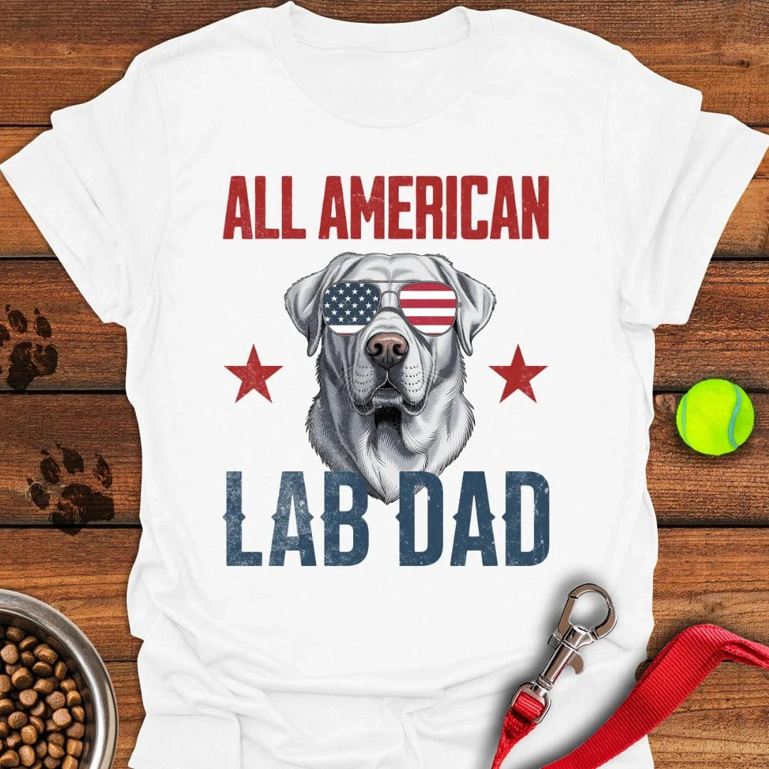 All American Silver Lab Mom T-Shirt Stylish Dog Apparel Dog Themed Merchandise
