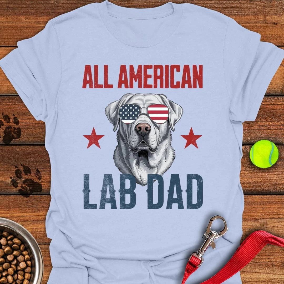 All American Silver Lab Mom T-Shirt Stylish Dog Apparel Dog Themed Merchandise