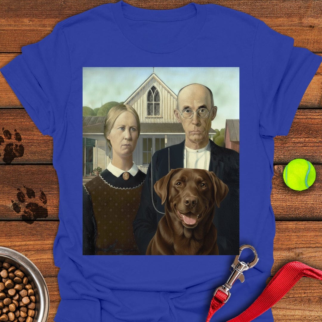 American Gothic Chocolate Labrador T-Shirt Classic Dog Clothing First Mothers Day Gift Ideas