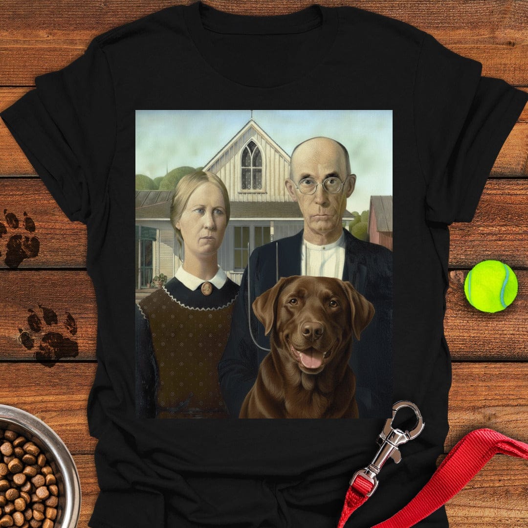 American Gothic Chocolate Labrador T-Shirt Classic Dog Clothing First Mothers Day Gift Ideas