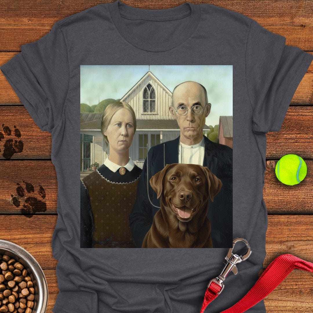 American Gothic Chocolate Labrador T-Shirt Classic Dog Clothing First Mothers Day Gift Ideas