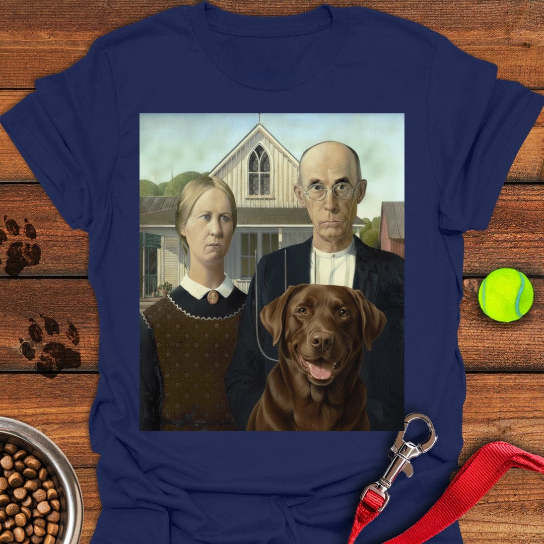 American Gothic Chocolate Labrador T-Shirt Classic Dog Clothing First Mothers Day Gift Ideas