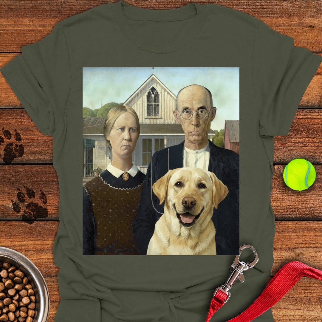 American Gothic Labrador T-Shirt Sweet Dog Apparel Perfect Gift For Dog Lovers