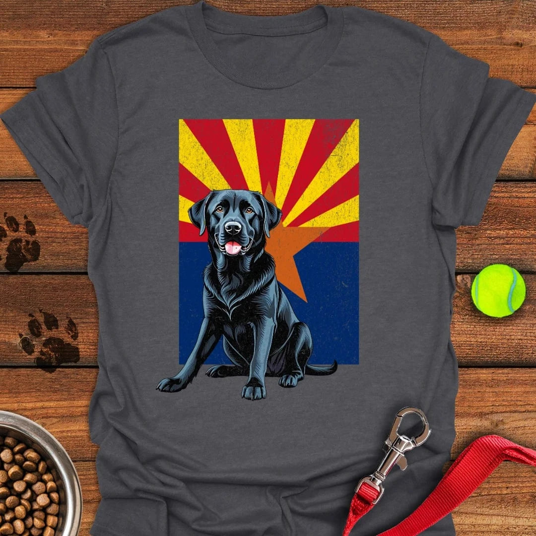 Black Labrador Arizona Flag T-Shirt Happy Dog Clothes Birthday Presents For Dad