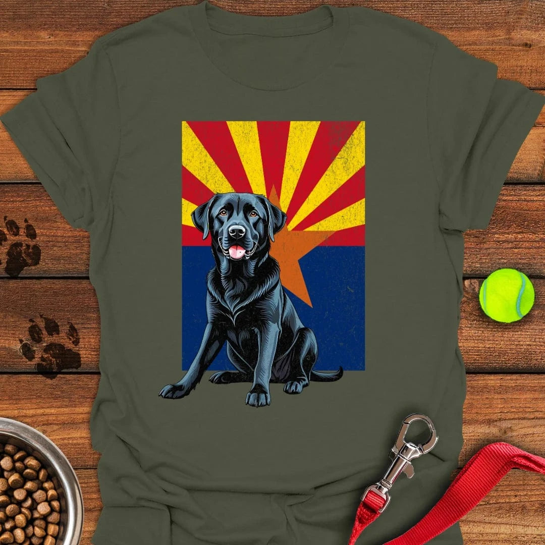 Black Labrador Arizona Flag T-Shirt Happy Dog Clothes Birthday Presents For Dad