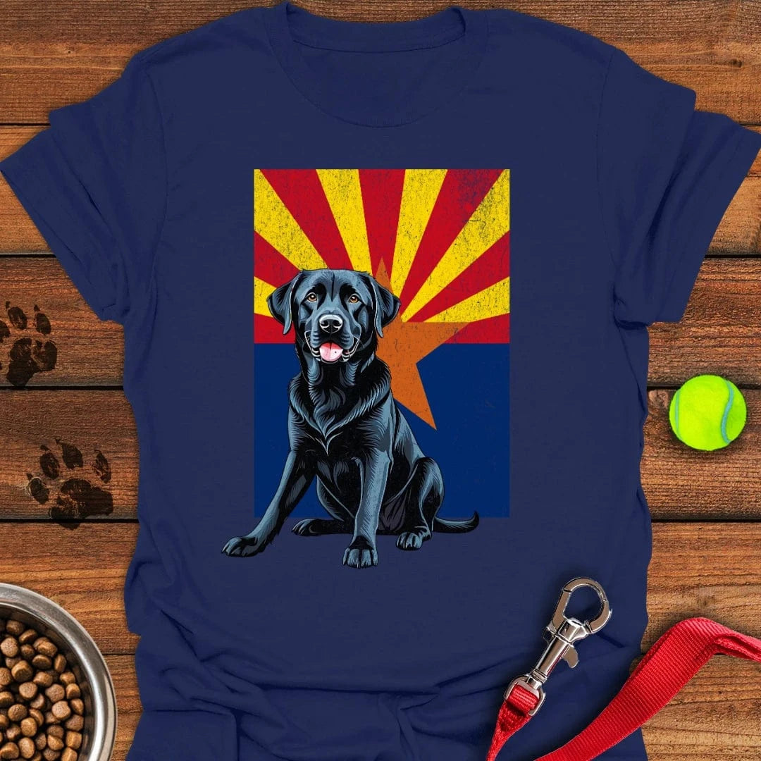 Black Labrador Arizona Flag T-Shirt Happy Dog Clothes Birthday Presents For Dad