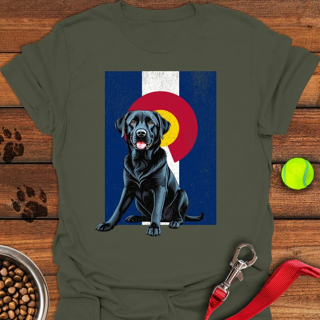 Black Labrador Colorado Flag T-Shirt Loyal Dog Clothes Gift Ideas For Dog Owners