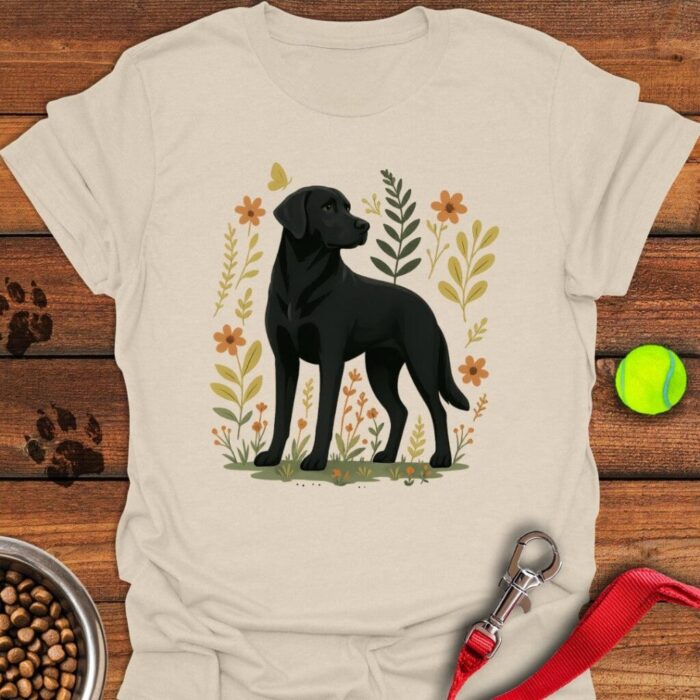 Black Labrador Flower T-Shirt Cute Dog Tees Gifts For Black Lab Lovers