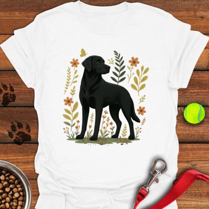Black Labrador Flower T-Shirt Cute Dog Tees Gifts For Black Lab Lovers