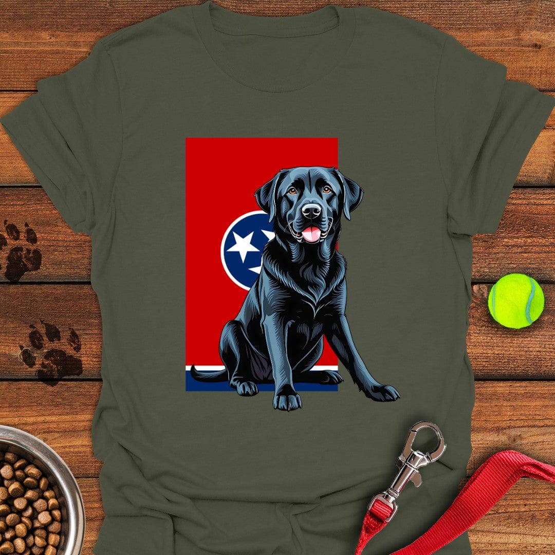 Black Labrador Tennessee Flag T-Shirt Smart Dog Apparel Good Fathers Day Gifts