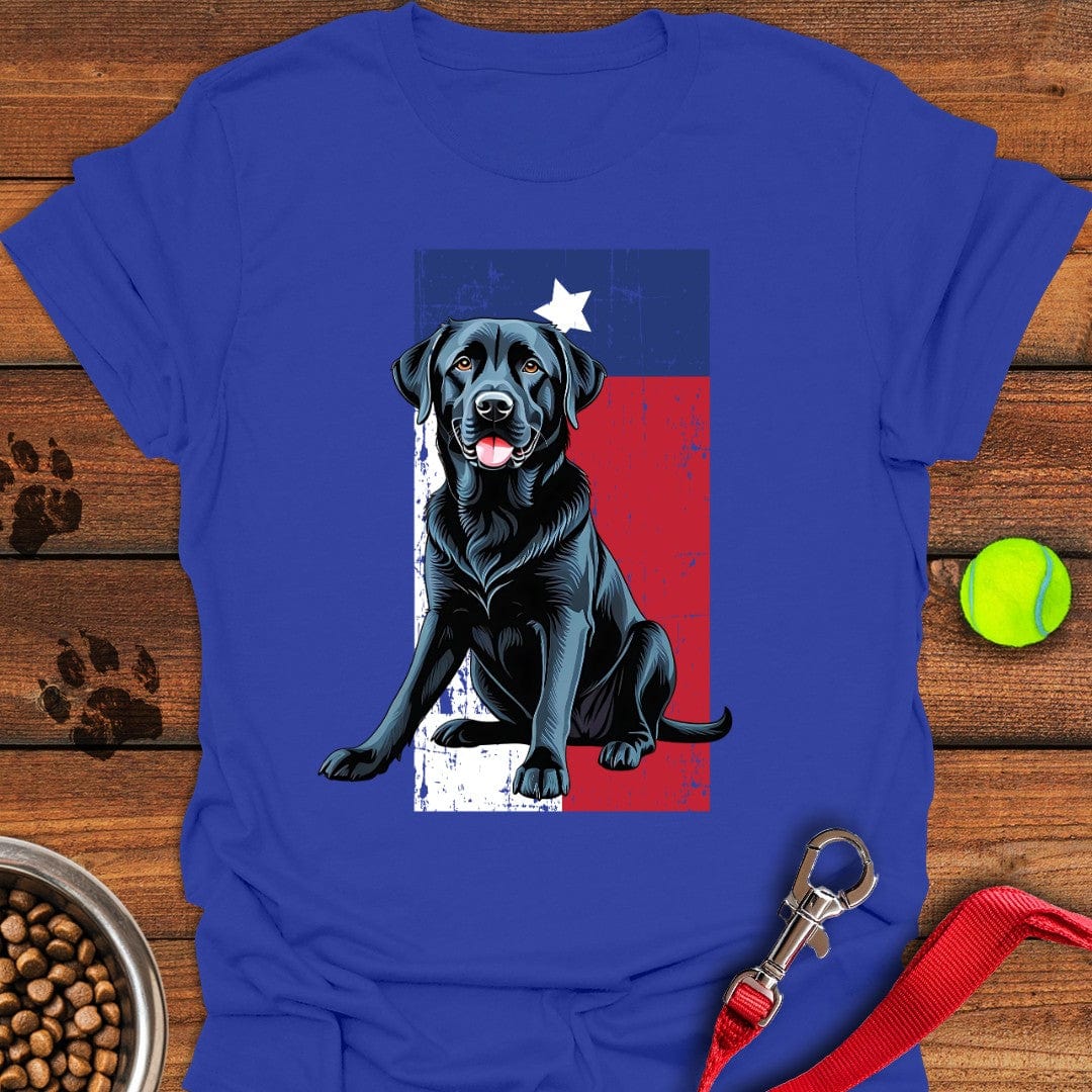 Black Labrador Texas Flag T-Shirt Playful Dog Apparel Gifts For Dads Who Have Everything
