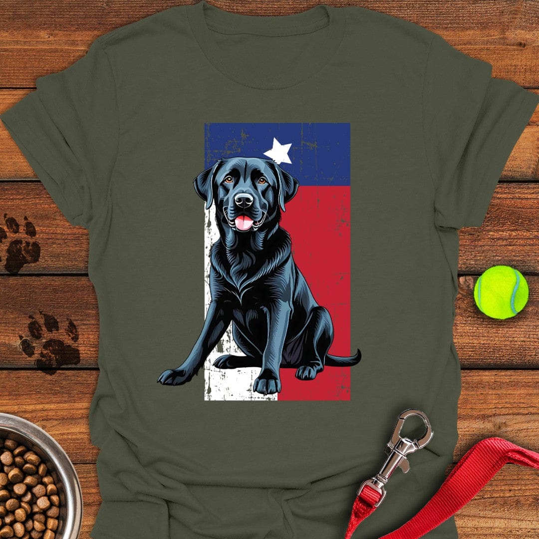 Black Labrador Texas Flag T-Shirt Playful Dog Apparel Gifts For Dads Who Have Everything