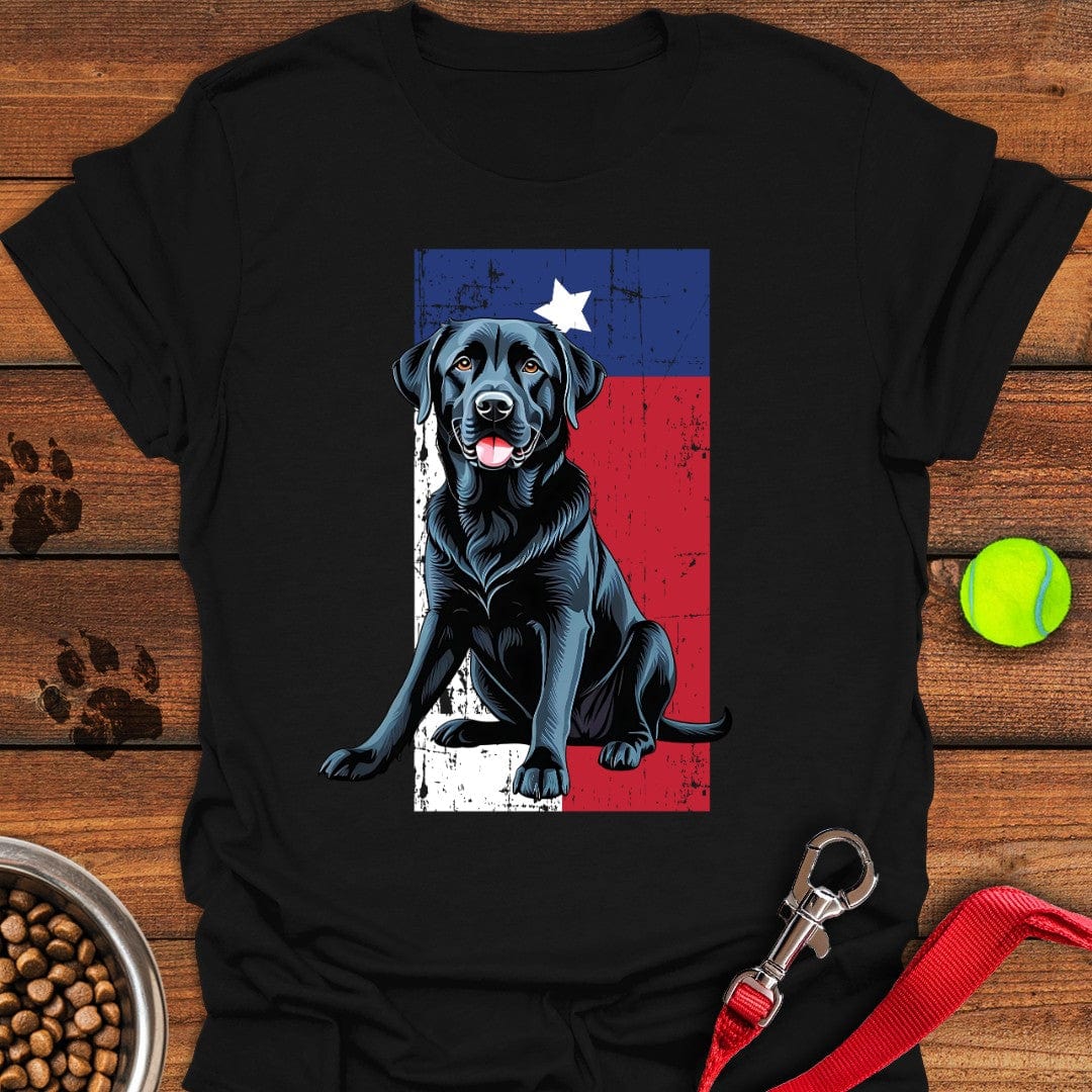 Black Labrador Texas Flag T-Shirt Playful Dog Apparel Gifts For Dads Who Have Everything