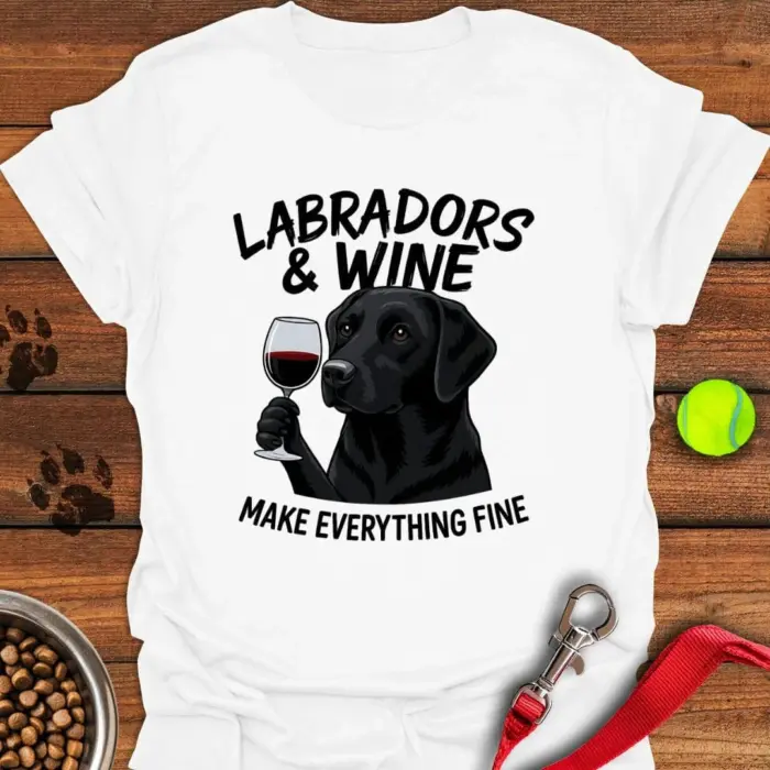 Black Labradors & Wine T-Shirt Gifts For Black Lab Lovers
