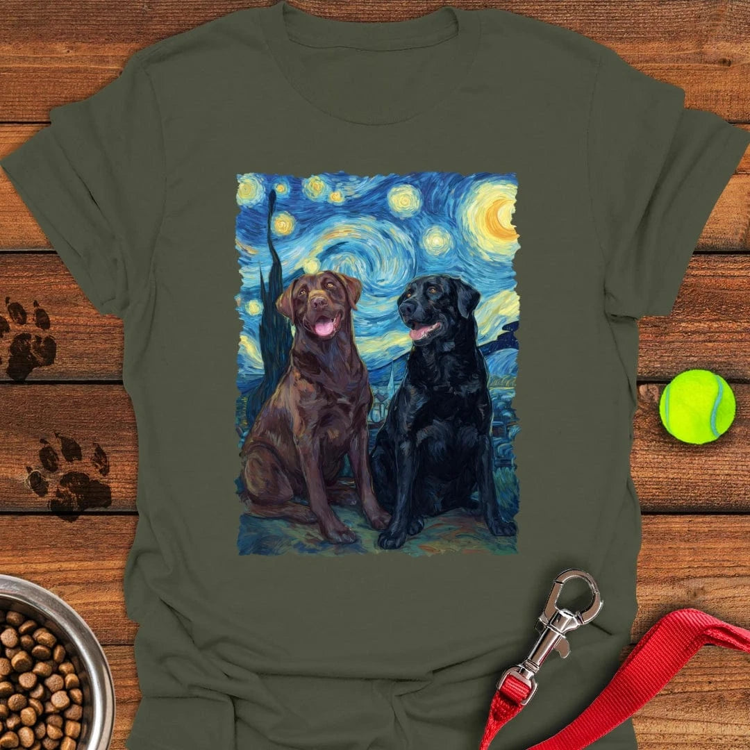 Chocolate Black Labrador Starry Night T-Shirt Funny Dog Apparel Good Gifts For Dog Owners