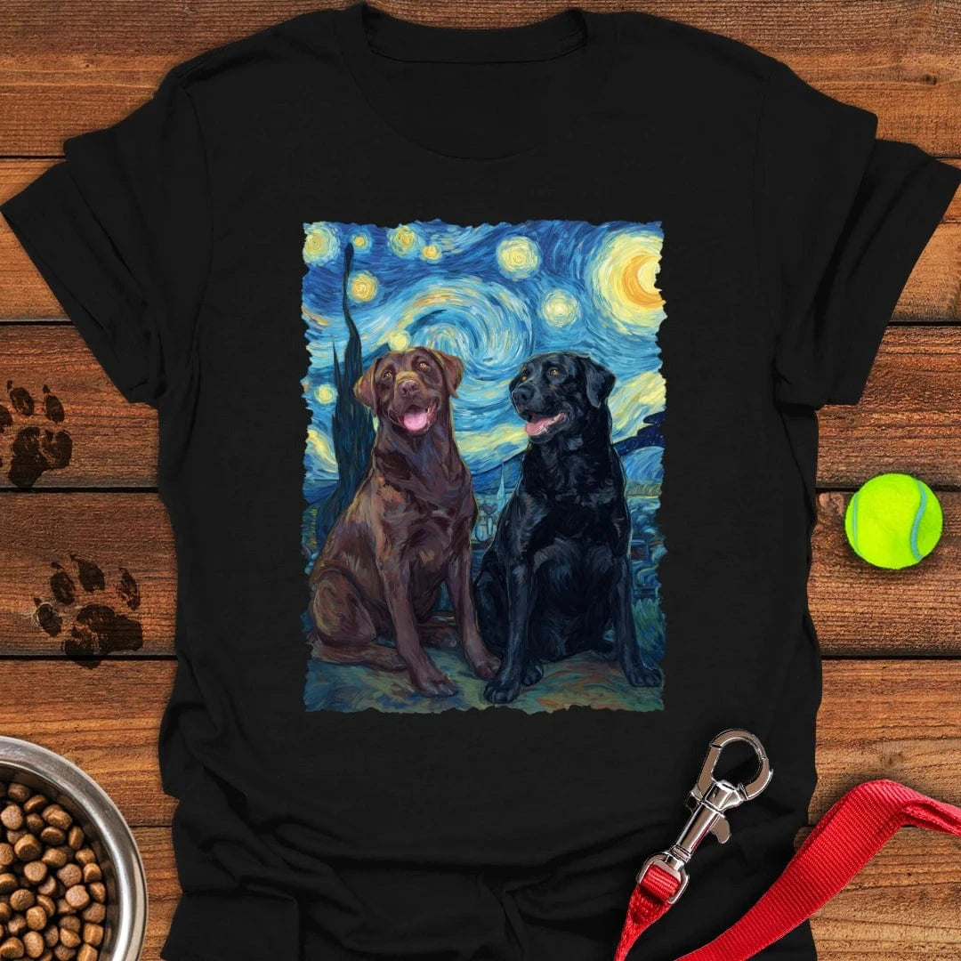 Chocolate & Black Labrador Starry Night T-Shirt Labrador Retriever Gifts For Dog Lovers
