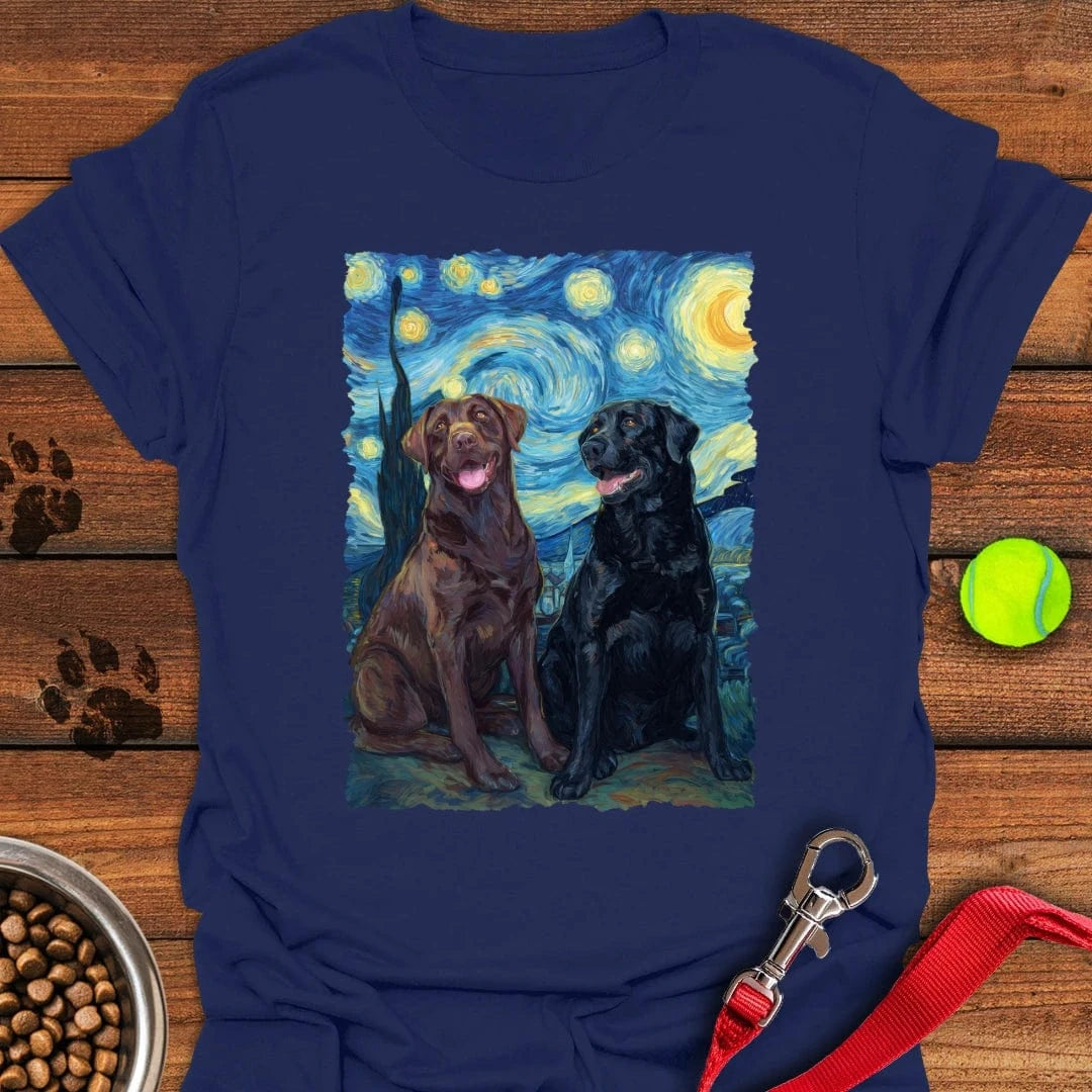 Chocolate & Black Labrador Starry Night T-Shirt Labrador Retriever Gifts For Dog Lovers