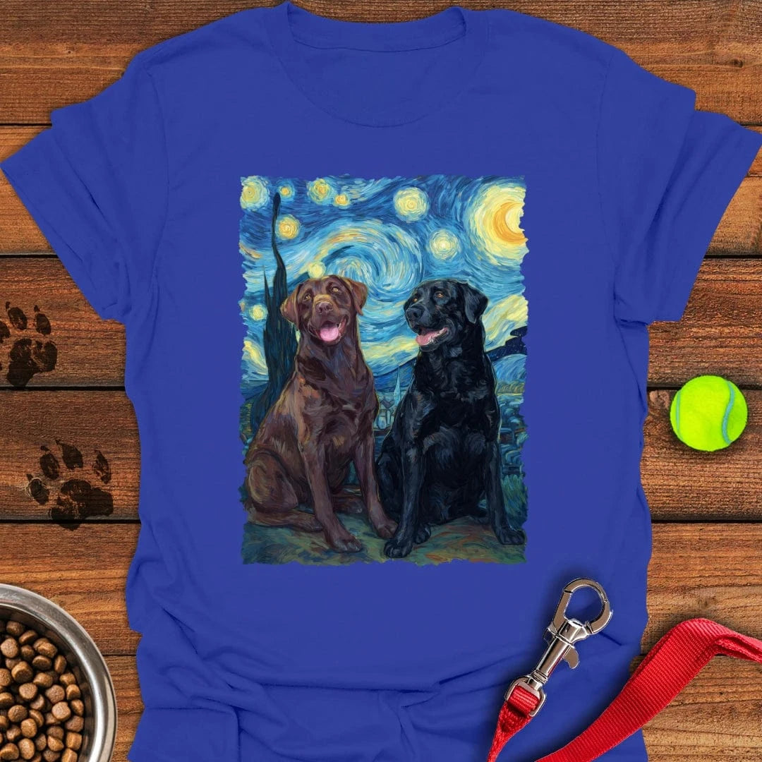 Chocolate & Black Labrador Starry Night T-Shirt Labrador Retriever Gifts For Dog Lovers