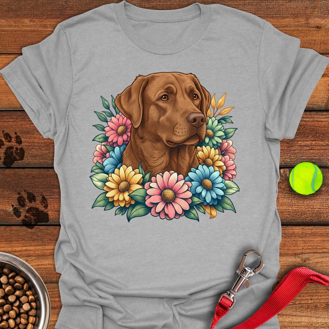 Chocolate Lab Flowers T-Shirt Tiny Dog Apparel Present For Dog Lovers