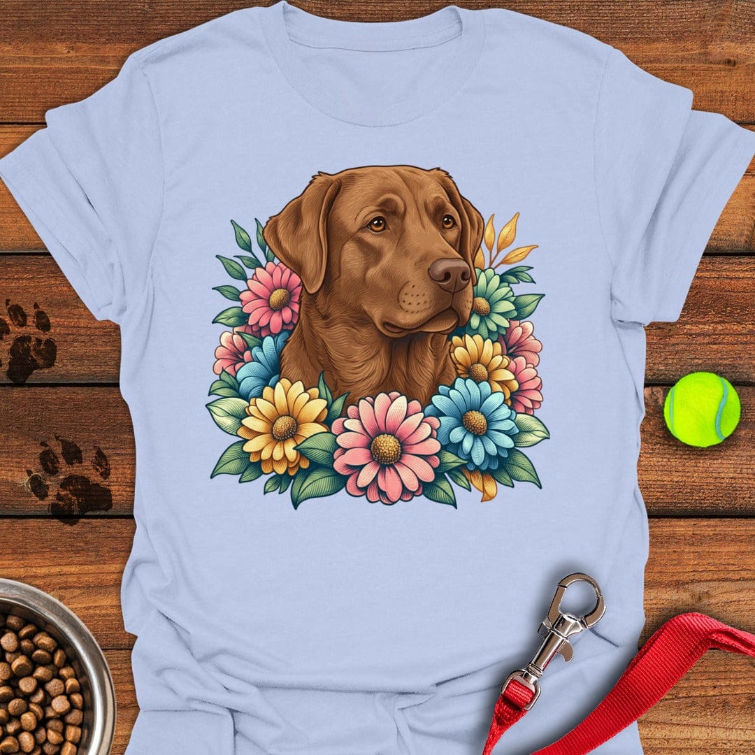 Chocolate Lab Flowers T-Shirt Tiny Dog Apparel Present For Dog Lovers