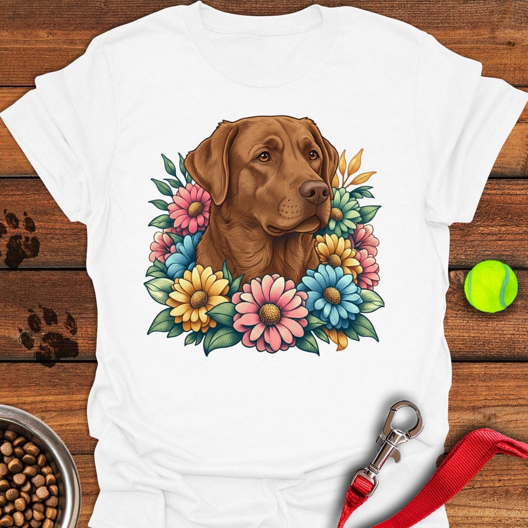 Chocolate Lab Flowers T-Shirt Tiny Dog Apparel Present For Dog Lovers