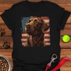 Chocolate Lab USA Flag T-Shirt 4th Of July Shirt Gifts For Chocolate Labrador Lovers