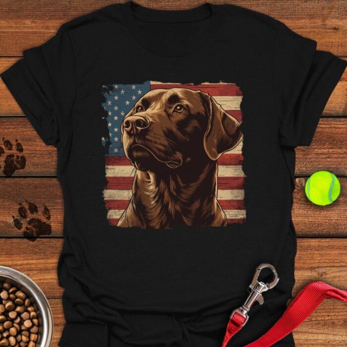 Chocolate Lab USA Flag T-Shirt 4th Of July Shirt Gifts For Chocolate Labrador Lovers
