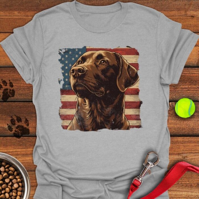 Chocolate Lab USA Flag T-Shirt 4th Of July Shirt Gifts For Chocolate Labrador Lovers