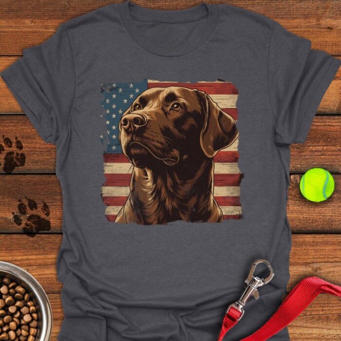 Chocolate Lab USA Flag T-Shirt 4th Of July Shirt Gifts For Chocolate Labrador Lovers