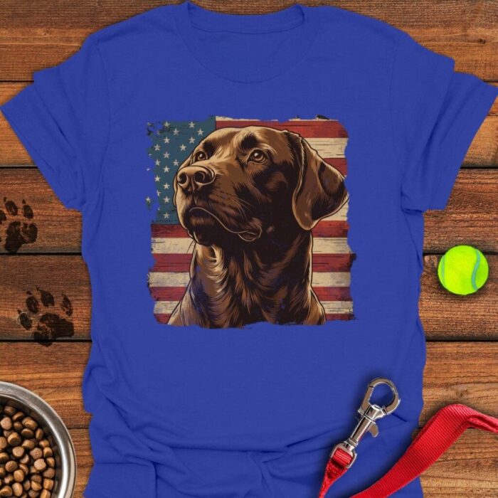 Chocolate Lab USA Flag T-Shirt 4th Of July Shirt Gifts For Chocolate Labrador Lovers