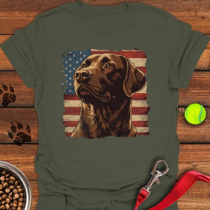 Chocolate Lab USA Flag T-Shirt 4th Of July Shirt Gifts For Chocolate Labrador Lovers