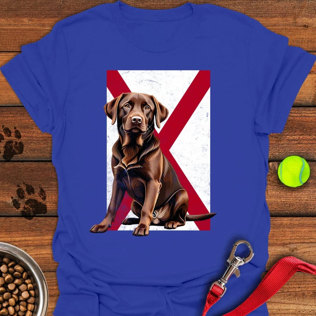 Chocolate Labrador Alabama Flag T-Shirt Happy Dog Clothing Great Gifts For Pet Lovers