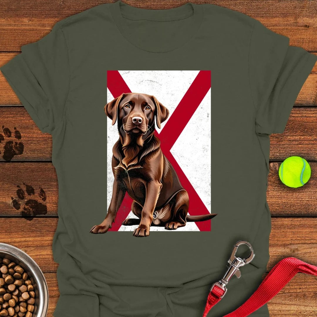 Chocolate Labrador Alabama Flag T-Shirt Happy Dog Clothing Great Gifts For Pet Lovers