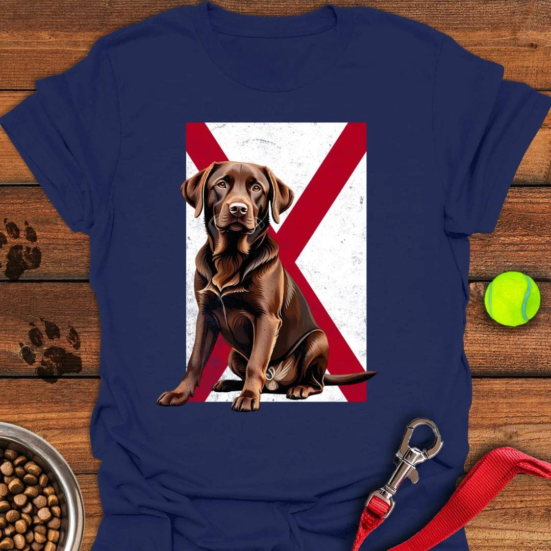 Chocolate Labrador Alabama Flag T-Shirt Happy Dog Clothing Great Gifts For Pet Lovers