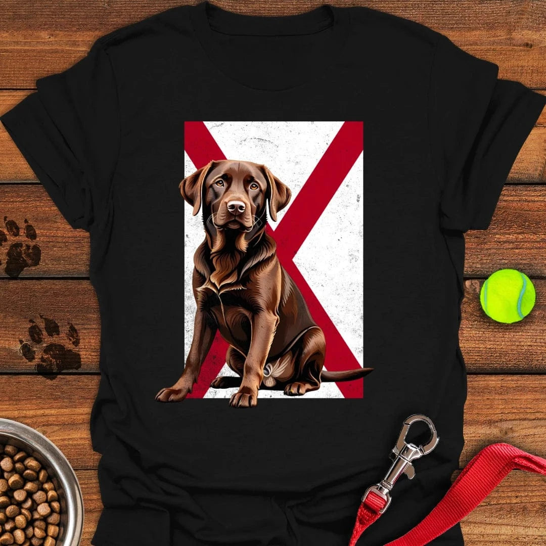 Chocolate Labrador Alabama Flag T-Shirt Happy Dog Clothing Great Gifts For Pet Lovers