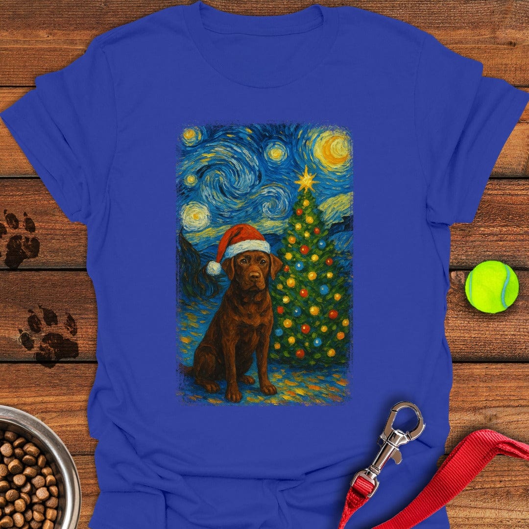 Chocolate Labrador Christmas Van Gogh T-Shirt Fluffy Dog Clothing Dog Themed Merchandise